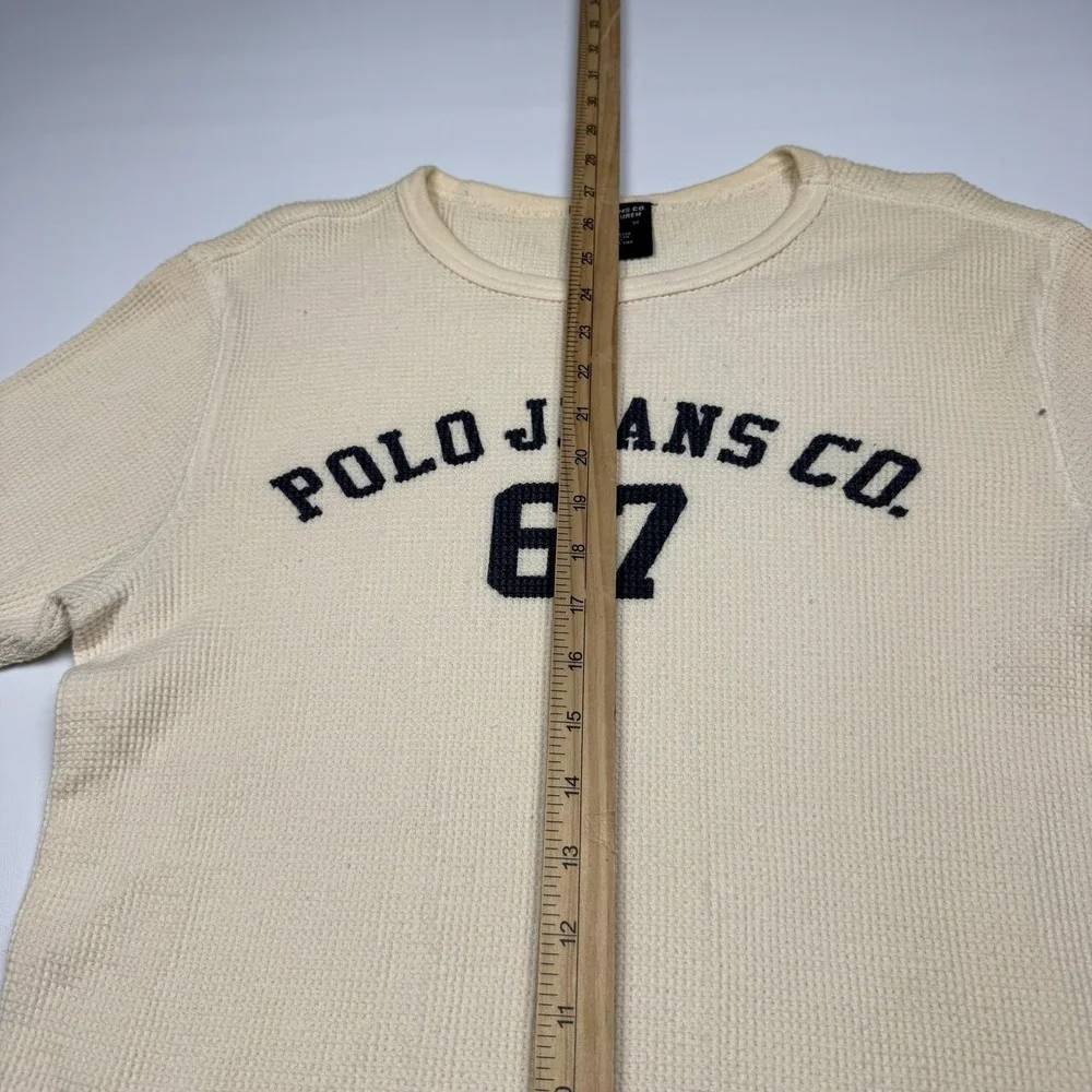 Vintage Polo Jeans Co Ralph Lauren Shirt Mens Medium White Thermal 67 Tee Waffle